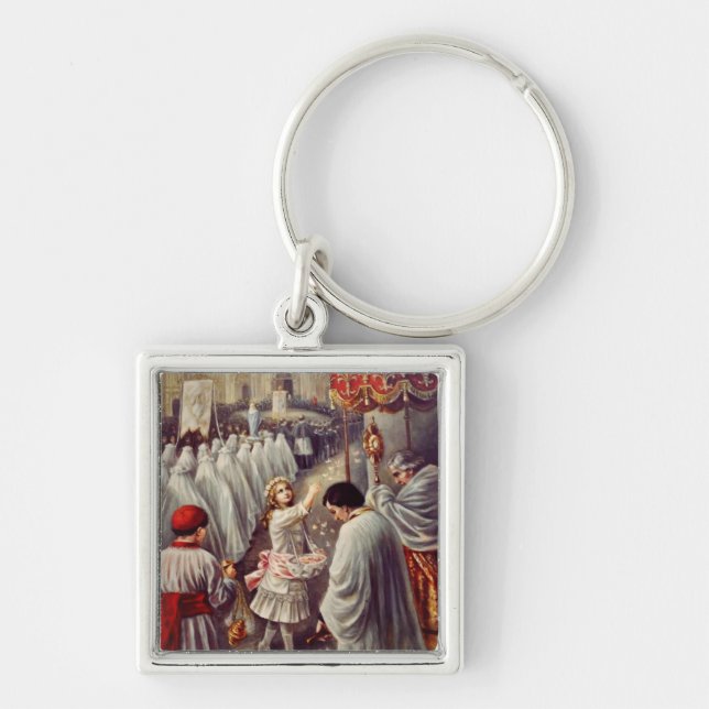 Porte-clés Sainte Thérèse jette des fleurs au Saint Sacrement (Devant)