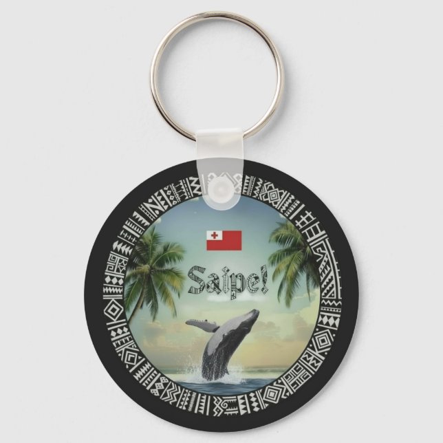 Porte-clés Saipe Tonga Eua baleine île tropicale pacifique (Recto)