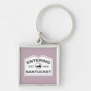 Porte-clés Saisie de sonnerie de Nantucket Signe blanc & Lave