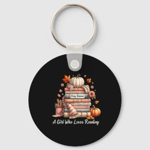 Porte-clés Saison Cosy Une Fille Qui Aime Lire Vibes Automne