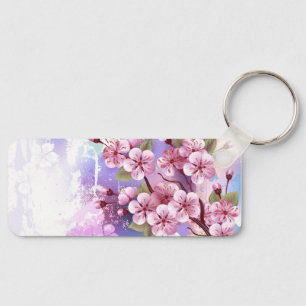Porte-clés Sakura rose sur la peinture Arrière - plan