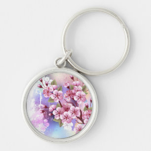 Porte-clés Sakura rose sur la peinture Arrière - plan