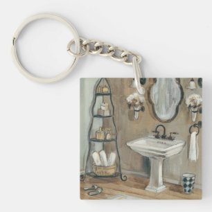 Porte-clés Salle de bains française avec le miroir et l'évi