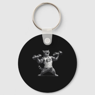 Porte-clés Salle de sport pour chat drôle 67 six sept mème po