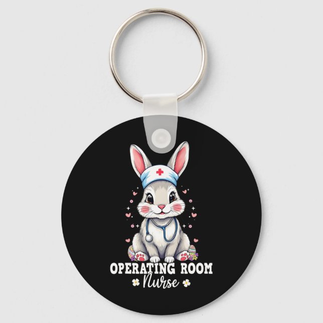 Porte-clés Salle d'opération Bunny infirmière avec Stethoscop (Recto)