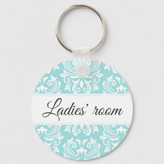 Porte-clés Salle pour dames bleu pâle damé modèle salle de ba (Recto)