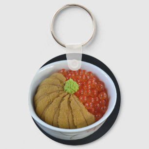 Porte-clés Salmon Roe Urchin Rice Bowl Japanese Food Black