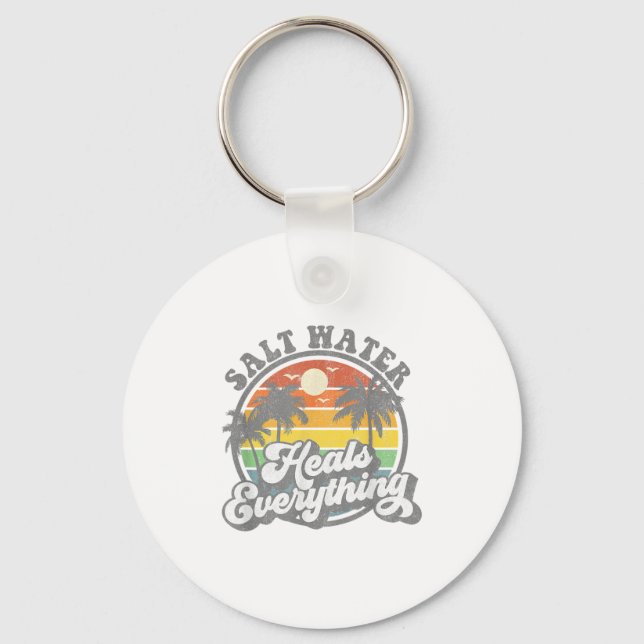 Porte-clés Salt Water Heure Tout Funny Retro Beach Femmes (Recto)