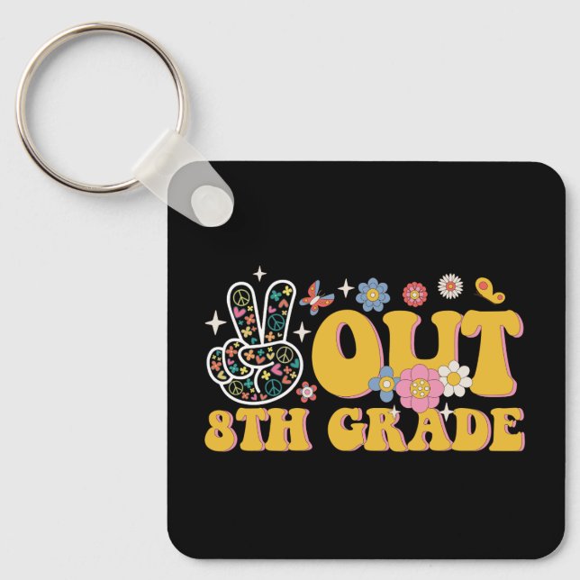 Porte-clés Salut 8e année groovy dernier jour d'école (Recto)