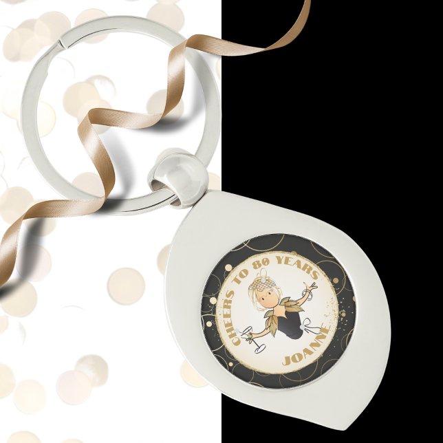 Porte-clés Salutations à 80 Drôle Drôle Cartoon pour son 80e  (Créateur téléchargé)