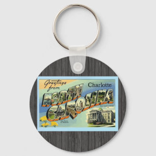 Porte-clés Salutations de la Caroline du Nord Charlotte, cru