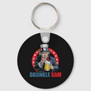 Porte-clés Sam ivre drôle 4 juillet Oncle Sam Usa Bière D
