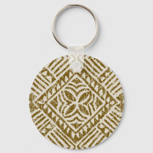 Porte-clés Samoan Tapa Clavier Tropical Vintage