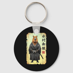 Porte-clés Samouraï Capybara Art Japonais Graphique Vintage D