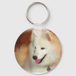 Porte-clés Samoyed, avec effets de peinture à l'huile numériq