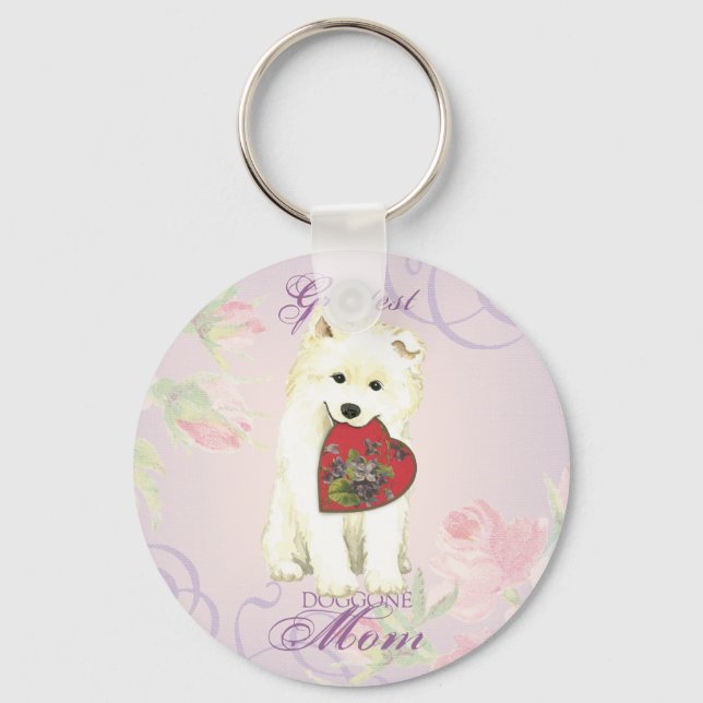 Porte-clés Samoyed Heart Mom (Recto)