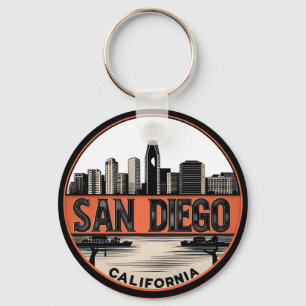 Porte-clés San Diego California Skyline Art moderne Cityscape