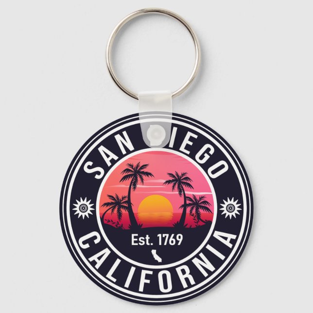 Porte-clés San Diego California Sunset Vacation Souvenirs 60s (Recto)