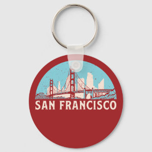 Porte-clés San Francisco Retro City Skyline Vintage Cityscape