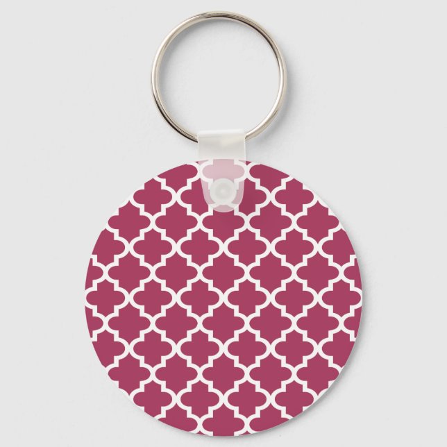 Porte-clés Sangria Red Moroccan Tile Trellis Pattern (Recto)