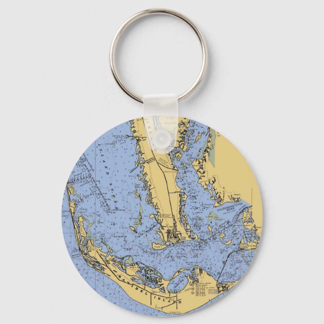 Porte-clés Sanibel Island Florida Nautical Chart Keychain (Recto)
