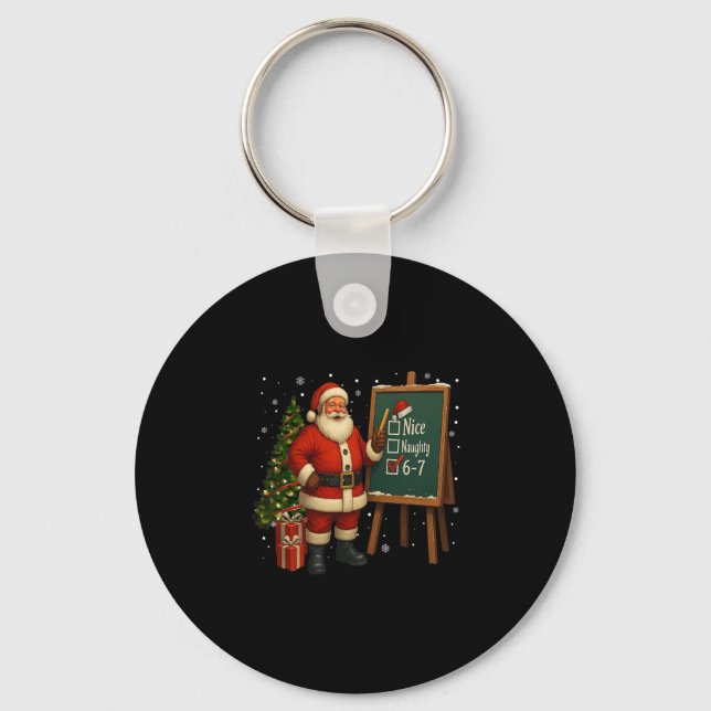 Porte-clés Santa 6-7 Meme Nice Naughty 67 Christmas Brain Rot (Recto)