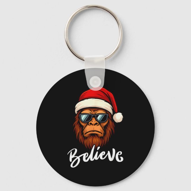 Porte-clés Santa Bigfoot Christmas Funny Sasquatch Believe Xm (Recto)
