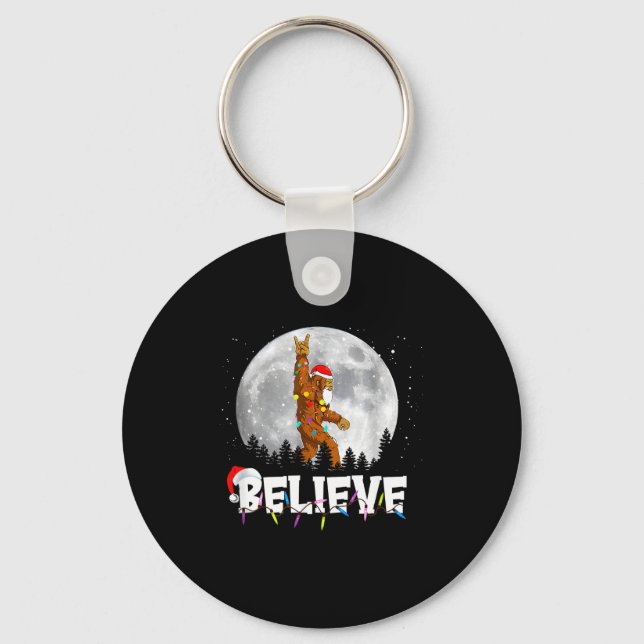 Porte-clés Santa Bigfoot Christmas Light Funny Believe  (Recto)