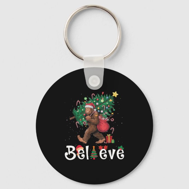 Porte-clés Santa Bigfoot Christmas Tree Lights Sasquatch Beli (Recto)
