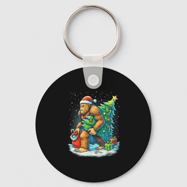 Porte-clés Santa Bigfoot Christmas Tree Sasquatch Xmas Lights (Recto)