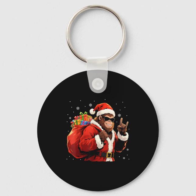Porte-clés Santa Bigfoot Rock Christmas Funny Holiday Tee  (Recto)