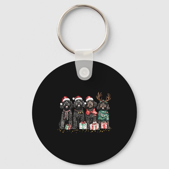 Porte-clés Santa Black Goldendoodle Christmas Winter Goldendo (Recto)
