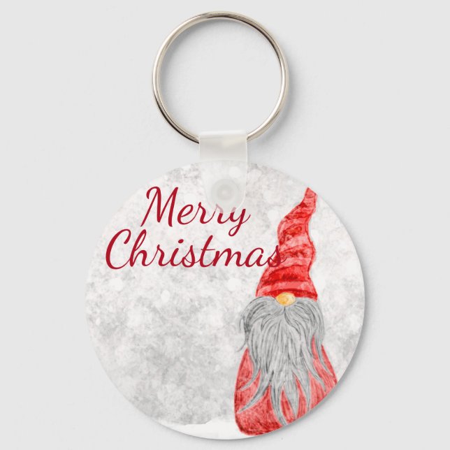 Porte-clés Santa Claus Gnome sur terrain neigeux (Recto)