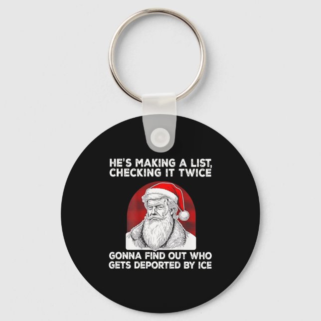 Porte-clés Santa Claus He's Making A List Checking It Twice ( (Recto)