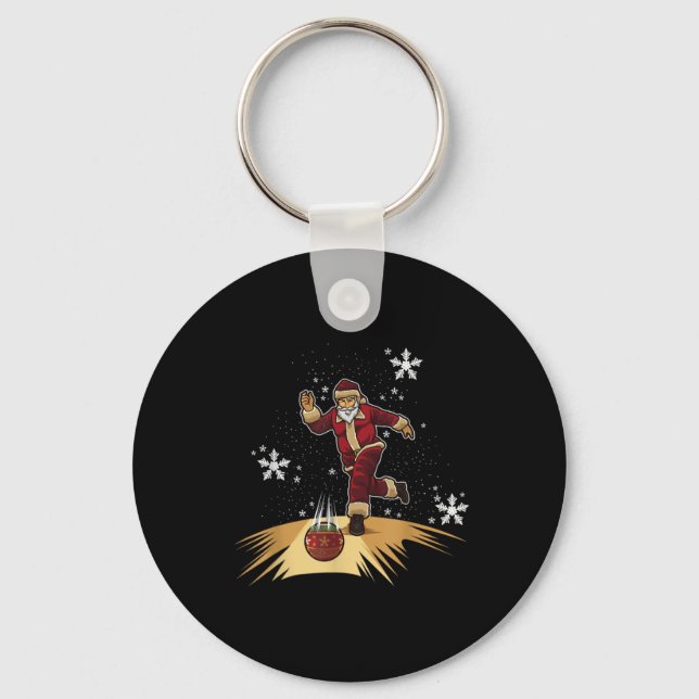 Porte-clés Santa Claus Plays Bowling Xmas Gift For Your Bow T (Recto)