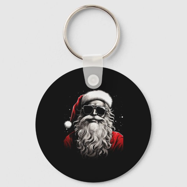 Porte-clés Santa Claus Silhouette Christmas Sungles Caricatur (Recto)