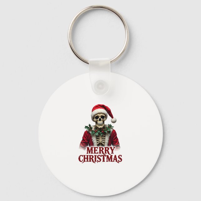 Porte-clés Santa Claus Skeleton Outfit Skull Funny Christmas  (Recto)