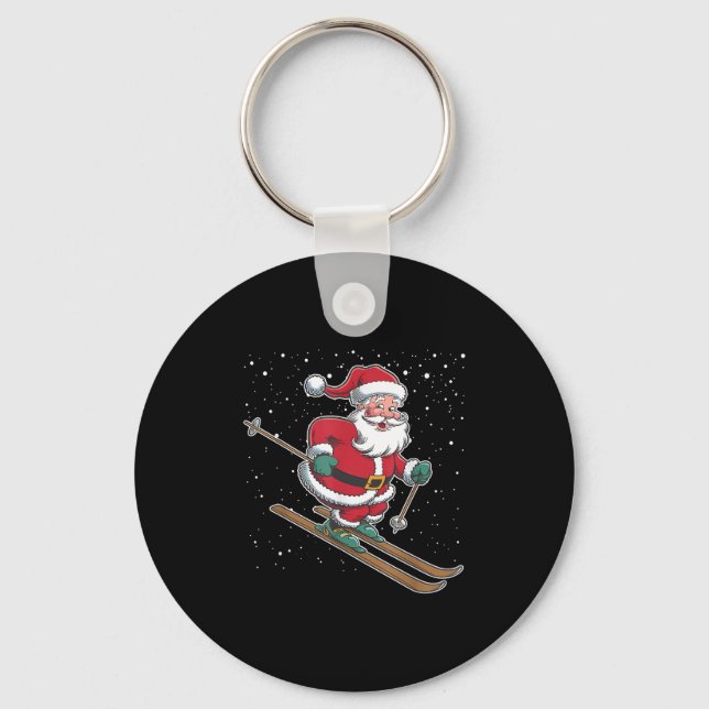 Porte-clés Santa Claus Skiing Christmas Sports Xmas Holiday C (Recto)