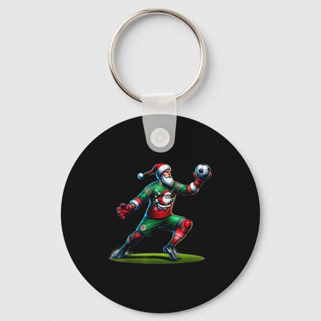 Porte-clés Santa Claus Soccer Goalie Christmas Xmas  (Recto)