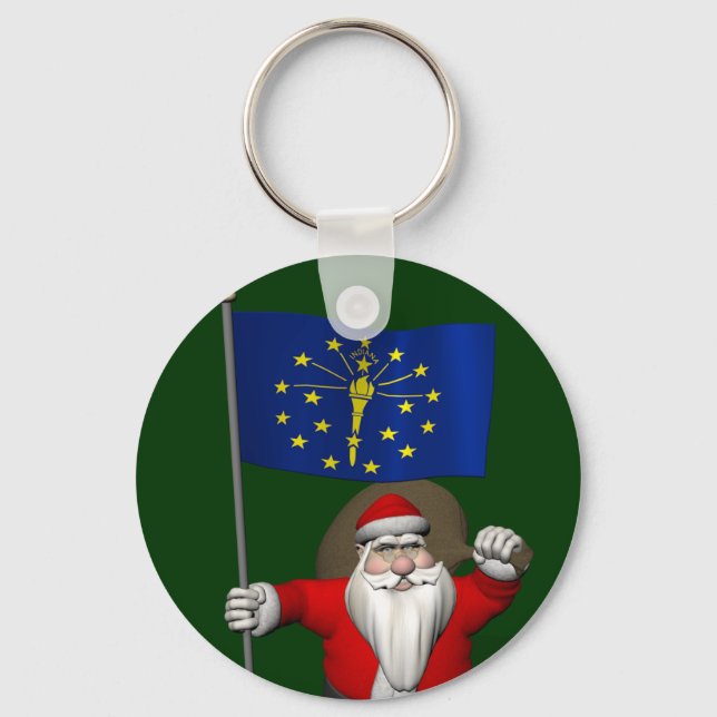 Porte-clés Santa Claus With Ensign Of Indiana (Recto)