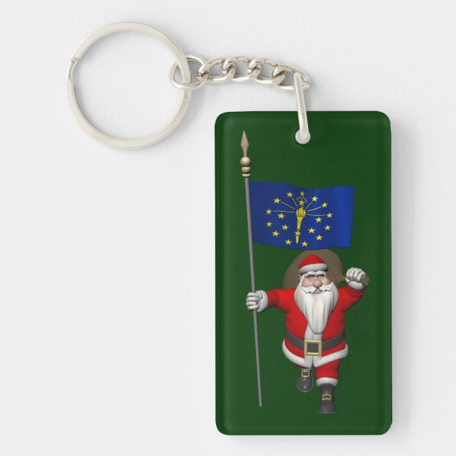 Porte-clés Santa Claus With Ensign Of Indiana (Devant)