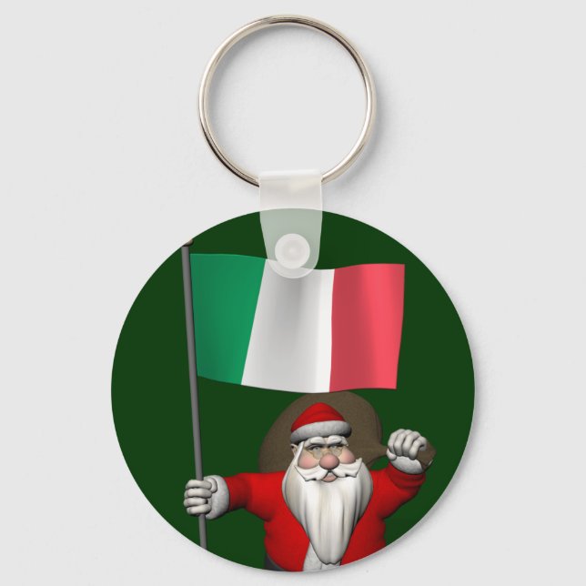 Porte-clés Santa Claus With Ensign Of Italy (Recto)