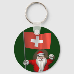 Porte-clés Santa Claus With Ensign Of Switzerland