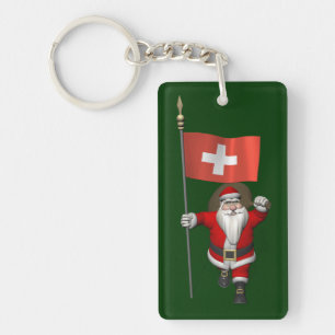 Porte-clés Santa Claus With Ensign Of Switzerland