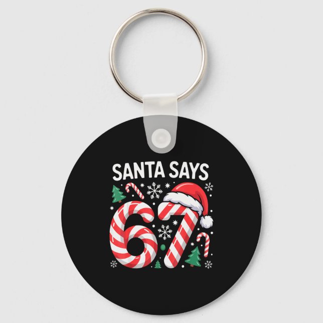 Porte-clés Santa dit 67 Six Seven Mème Noël Gen Alpha B (Recto)