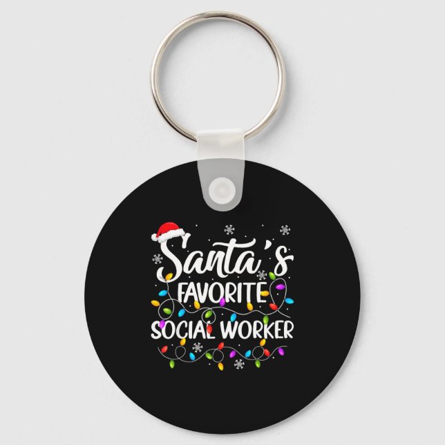 Porte-clés Santa Favorite Social Worker Christmas Lights Fami (Recto)