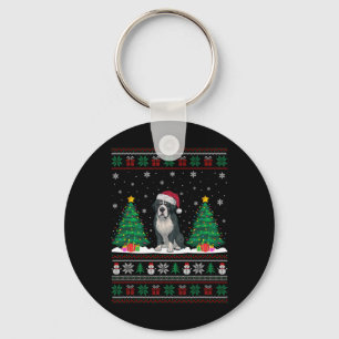 Porte-clés Santa Hat Bernard Chien Noël Lumières Arbre S laid