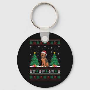 Porte-clés Santa Hat Bloodhound Chien Christmas Tree Lumières