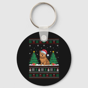 Porte-clés Santa Hat Bruxelles Griffon Chien Xmas Lumières Ar