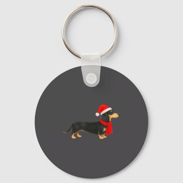 Porte-clés Santa Hat Dachshund Christmas Funny Cute Dog Mom  (Recto)